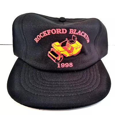 Vtg 90s Snapback Hat Cap Rockford Blacktop Heavy Equipment Operator Paving 1998 • $21.56