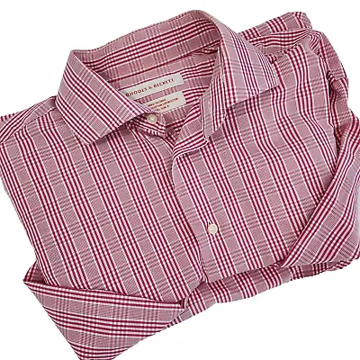 Rhodes & Beckett Shirt Size 42 Mens Red White French Cuff 100% Egyptian Cotton • $28.50