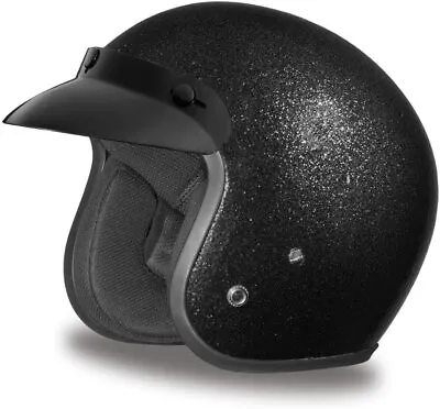 D.O.T Daytona Cruiser Motorcycle Helmet Black Metal Flake Medium • $69.99