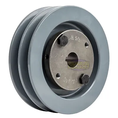 Cast Iron 4.5  2 Groove Dual Belt A Section 4L Pulley With 5/8  Sheave Bushing • $54.95