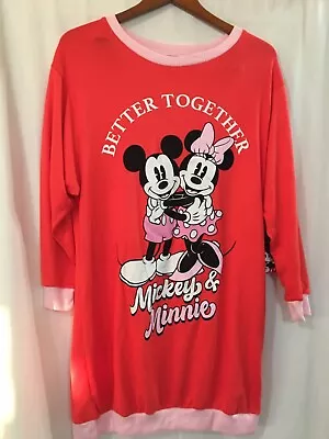 New Disney Minnie Mouse Women Nightshirt Nightgown  Long Sleeve Red Many Size • $9.89