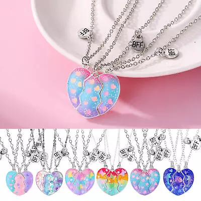  Friendship Necklace Best Friend Necklace For 3 Girls Magnetic Matching Heart • $15.16