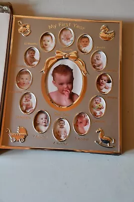 My First Year Baby Frame - Silver Holds 13 Photos (L25cm X H30cm) • £10.99