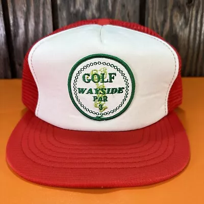 Vintage Golf Wayside Par 3 Trucker Hat Snapback Cap Patch Red White Golfing 80s • $10