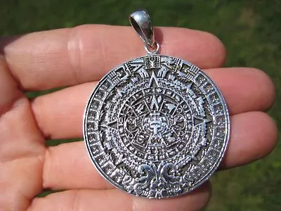 925 Sterling Silver Maya Mayan Calendar Mexico Pendant Necklace A40 • $65