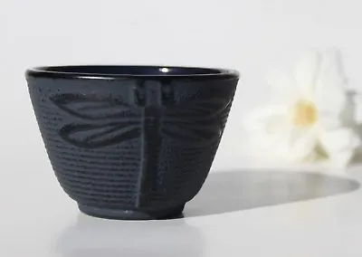 Dark Blue Dragonfly Japanese Cast Iron Tea Cup • £11.53