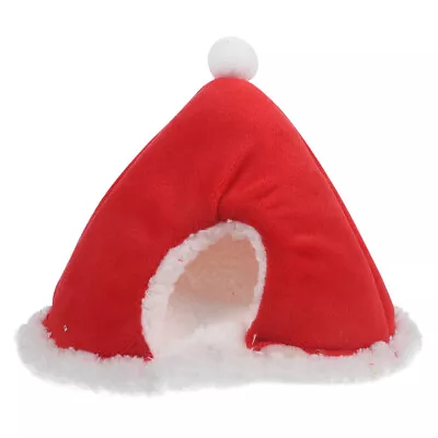  Red Plush Hamster Christmas Nest Rabbit Bed Guinea Pig Accessories • £8.79
