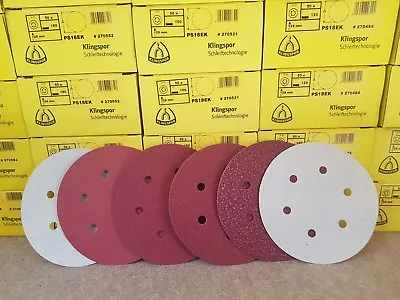 £15.93 • Buy 150mm Sanding Discs / Sandpaper KLINGSPOR 6'' Orbital Sander HookNLoop - 6 Hole