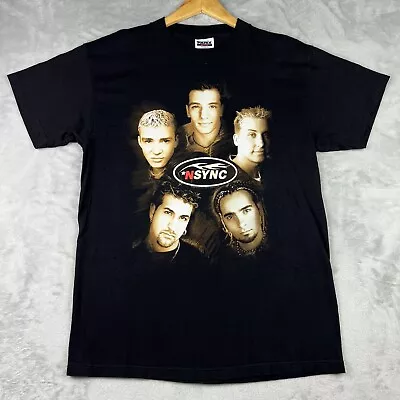 Vintage 90s NSYNC Black T Shirt Size Medium Winterland Tultex Boy Band Tour 1999 • $44.88