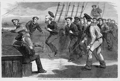 Holiday Sports On A Man-o-war Sailors Jumping Rope 1875 Antique Engraving • $45