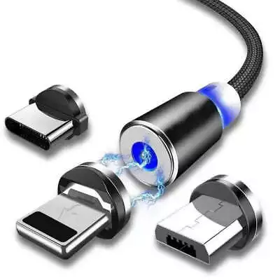 £4.89 • Buy 3 In 1 Magnetic USB Cable Fast 3A Charging Charger Sync Phone Type-C Micro & IOS