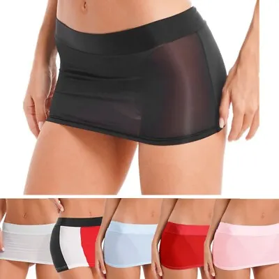 Women's Sheer Ultra Short Skirts See Through Low Waist Micro Mini Skirt Lingerie • $7.51