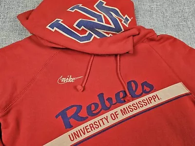 Ole Miss Rebels Nike Hoodie Adult Small Red Retro Football Sweatshirt Men • $24.88