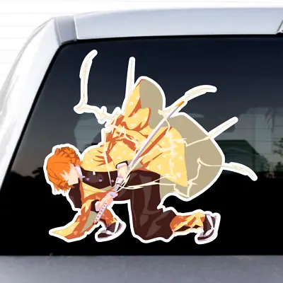 Anime Demon Slayer Zenitsu Lightning Cata -Vinyl Decal Truck Car Sticker Laptop • $3.19