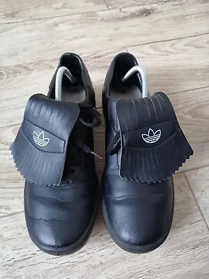 Adidas Vintage Golf Shoes 7 1/2 Black West Germany Steel Spikes Cleats UK-75 • $15