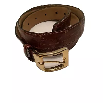 Saks Fifth Avenue Men's Brown Genuine Caiman Crocodile Belt 36” • $109.99