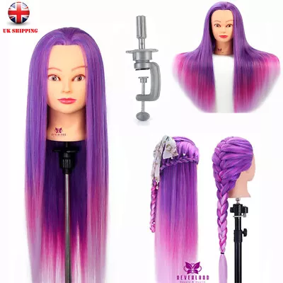 Purple Training Head Salon Hair Hairdressing Cosmetology Mannequin Doll + Clamp • £17.59