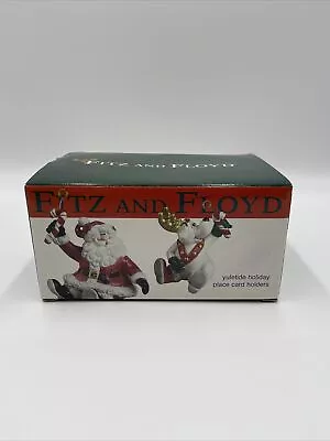 Vintage Fitz & Floyd YULETIDE HOLIDAY Ceramic Place Card Holders Set Of 2 New • $20.39