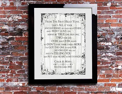 Nathan Sykes Over & Over Again Lyrics Print Wedding Personalised Ariana Gift • £9.99