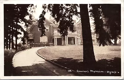 RPPC Olympia Washington Governor's Georgian Mansion 1924 Curved Driveway Trees • $10