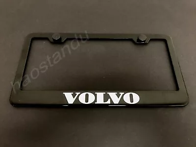 1x VOLVO BLACK Stainless Metal License Plate Frame + Screw Caps • $14.35