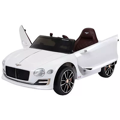 HOMCOM 6V Battery Bentley Ride-on Car LED Lights Music Remote 3-5 Yrs White • £129.95