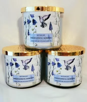 3 Bath & Body Works FRESH SPRING MORNING Large 3 Wick Candle Hummingbird LOT New • $89.99