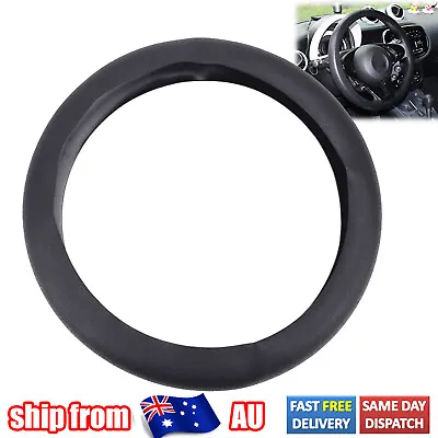 Vehicle Soft Silicone Car Steering Wheel Cover Black Leather Texture 36-40cm AU • $11.99