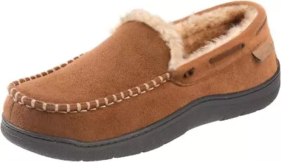 Men Sz 13/14 Moccasin Slippers Memory Foam House Shoes Indoor/Out Warm Loafers • $24.88