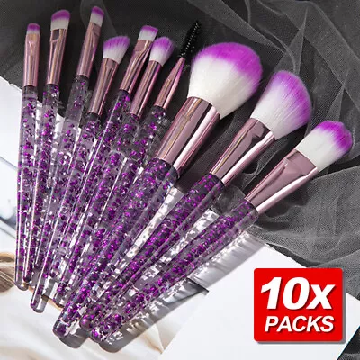 $8.99 • Buy 10Pcs Makeup Brush Set Eyeshadow Eyebrow Powder Foundation Contour Lip Brushes