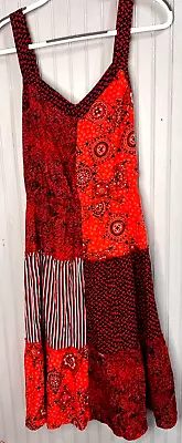 Lane Bryant Womens TANK DRESS 18 Red Bandana Patchwork Ruffle Lined Zip NEW $75 • $35.99