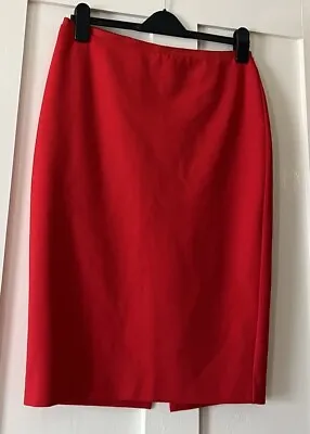 Nwot Boden Red Stretch Fully Lined Back Zipper Slit Pencil Skirt UK12 L24  • £11.24