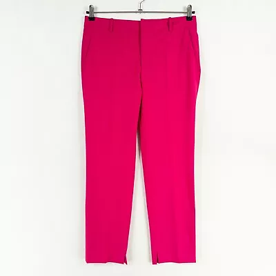 Zara Woman Ankle Pants Womens Medium Dark Pink Flat Front Mid Rise Stretch • $17.47