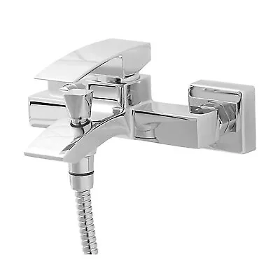 Shower Mixer Tap Bath Chrome Single Lever Wall Mounted Brass Contemporary • £19.99