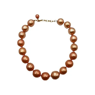 Vintage CHANEL Peach Synthetic Pearl Necklace • $995