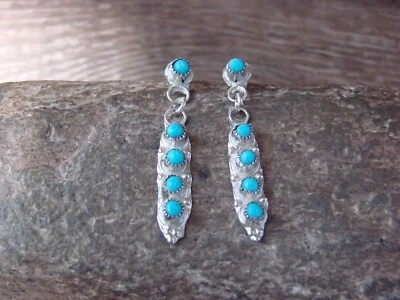 $35.99 • Buy Zuni Indian Sterling Silver Turquoise Dangle Earrings By Naktewa