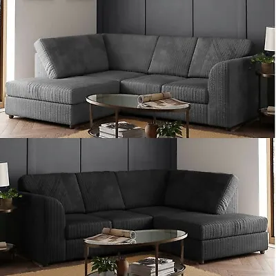 £499 • Buy Grey Corner Sofa Fullback Suite Luxor Jumbo Cord Fabric LEFT&RIGHT 3 Or 2 Chair