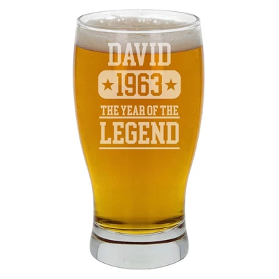 £10.99 • Buy 60th Birthday Gift 1963 The Year Of The Legend Engraved Beer Glass Gift For 60th