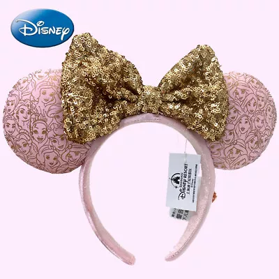 Gold Bow Pink Mouse Ears Headband Shiny Sequin Hairband For Disney- Girls Women • $17.08