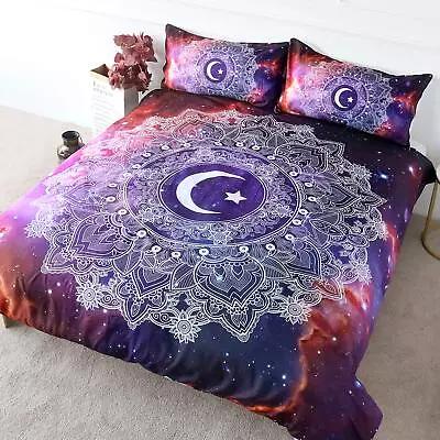 BlessLiving Galaxy Bed Set Purple Moon And Stars Bedding Cosmic Celestial Spa... • $29.72