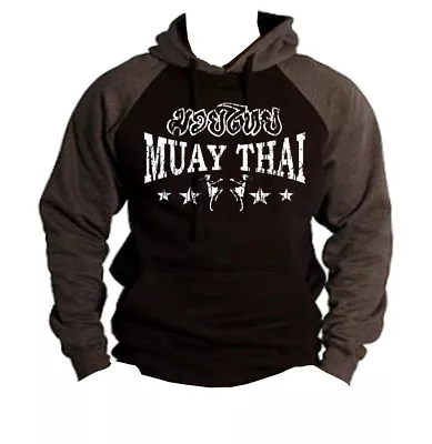 Men's Muay Thai Stars Charcoal Raglan Hoodie Sweatshirt MMA Fighting Martial Art • $30.99