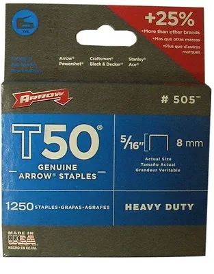 £4.89 • Buy Arrow - T50 Staples 8mm (5/16in) Box 1250