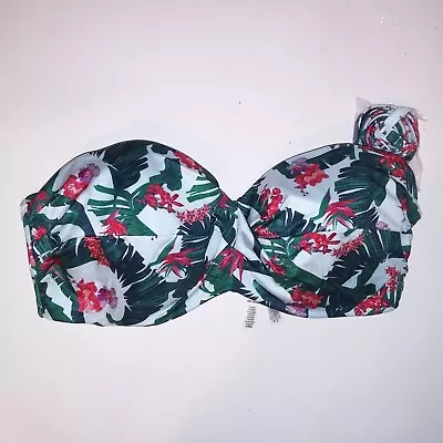 Victoria Secret Swim Bikini Top Bandeau Tropical Blue Green Floral Push Up Strap • $29.99