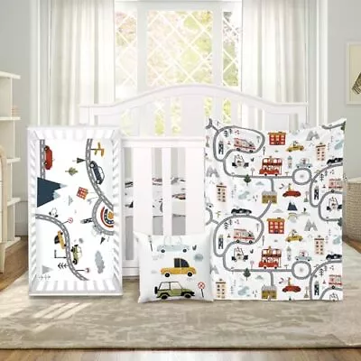  Baby Crib Bedding Set 3 Piece - Vehicles Design Soft Chic Color23-cars • $54.31