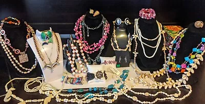 Vtg And Mod Beach Mother Of Pearl Shell Costume Jewelry Lot Necklaces Bracelets • $34.99