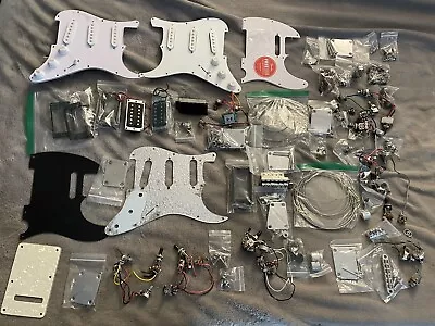 Large Lot Of Squier Epiphone Electric Guitar Parts Bridges Pickguards Pickups • $110.19