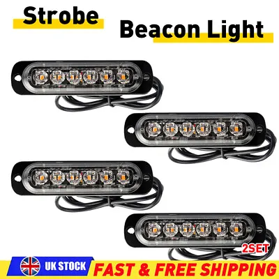 8x 6 LED Amber Recovery Strobe Flashing Grille Light Lightbar Truck Beacon Lamp • $31.19