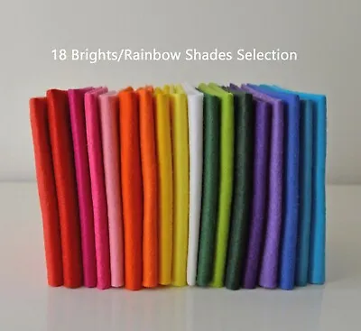£4 • Buy 18 Brights Rainbow Bundle | Wool Mix Felt Pack | 18 Sheets | Size Options      
