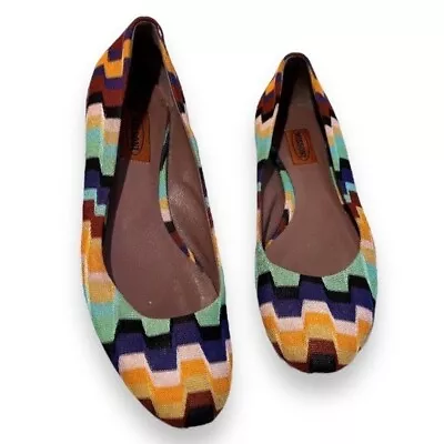 Missoni Colorful Abstract Textile Designer Classic Round Toe Ballerina Flats 40 • $48