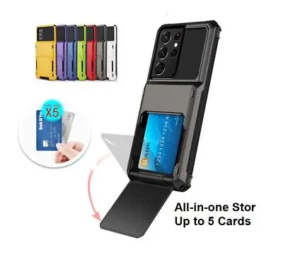 Slim Shockproof Phone Case With Card Holder Cover For Samsung A8 9 S10 Note20 21 • £6.83